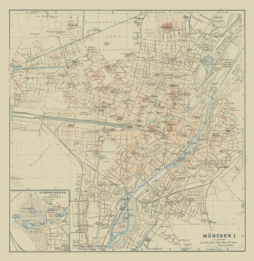 West Munich Germany - Baedeker 1914