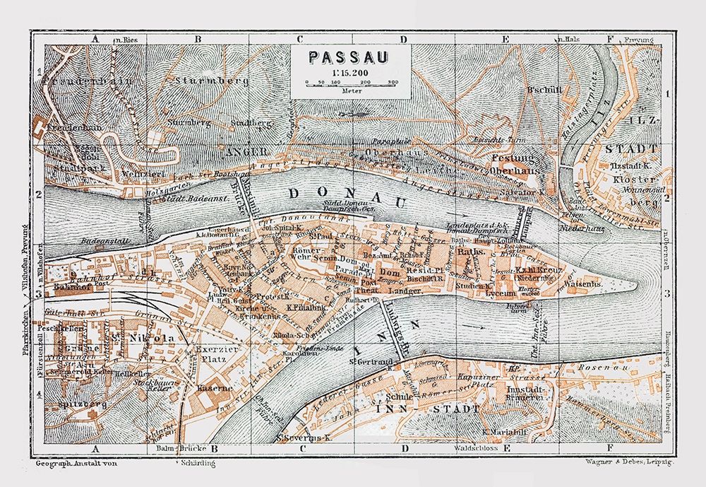 Passau Germany - Baedeker 1914