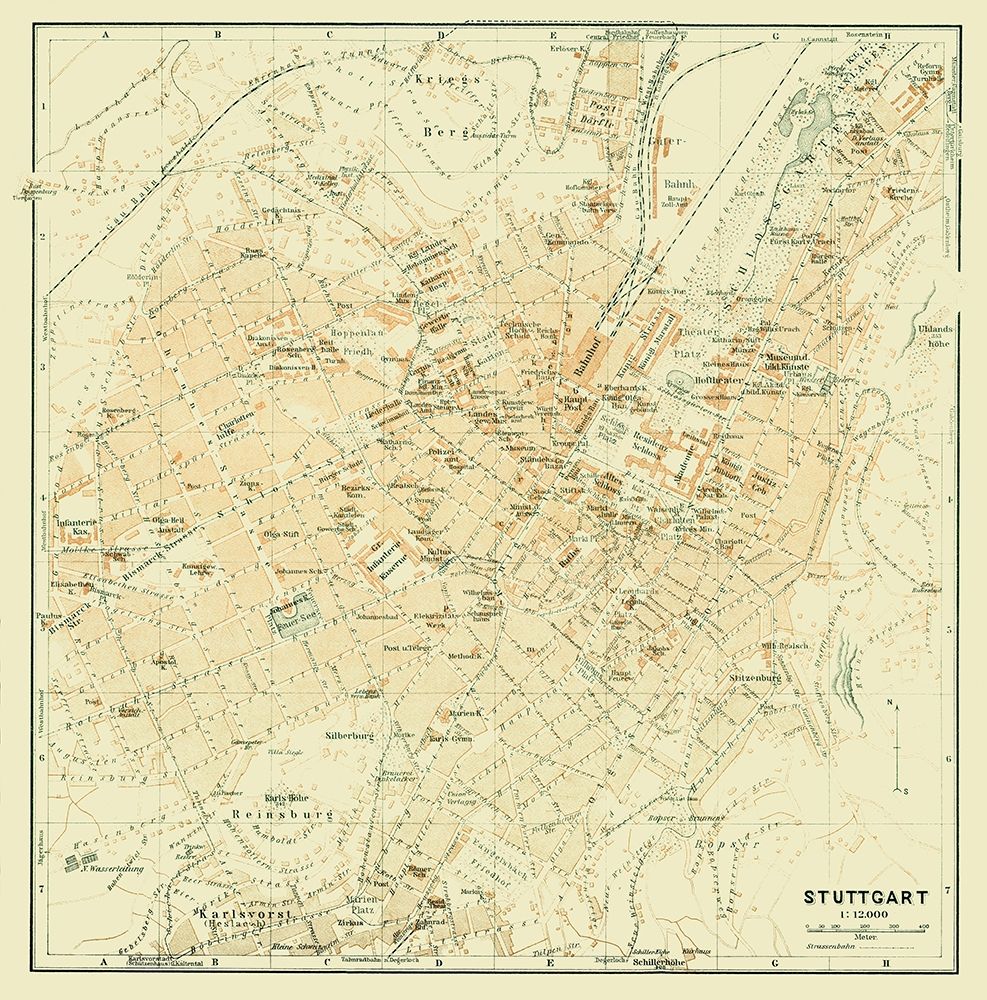 Stuttgart Germany - Baedeker 1914