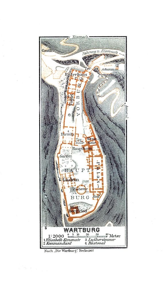 Wartburg Castle Germany - Baedeker 1914