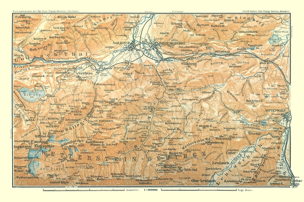 Wetterstein Mountains Germany - Baedeker 1914