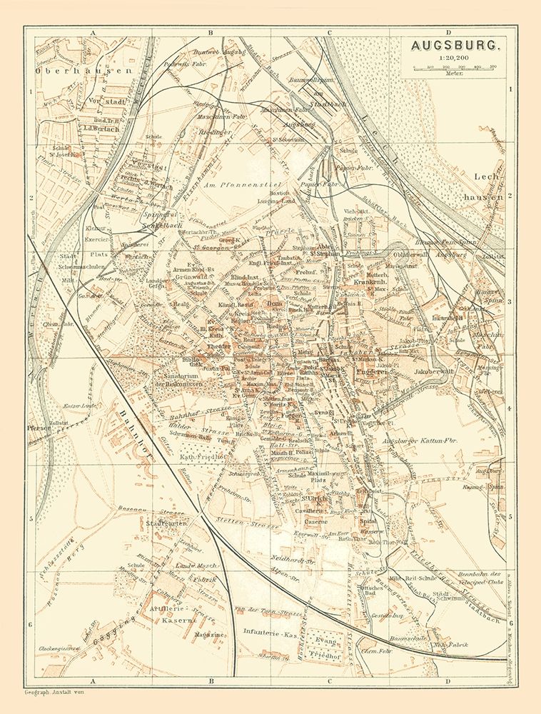 Augsburg Germany - Baedeker 1896