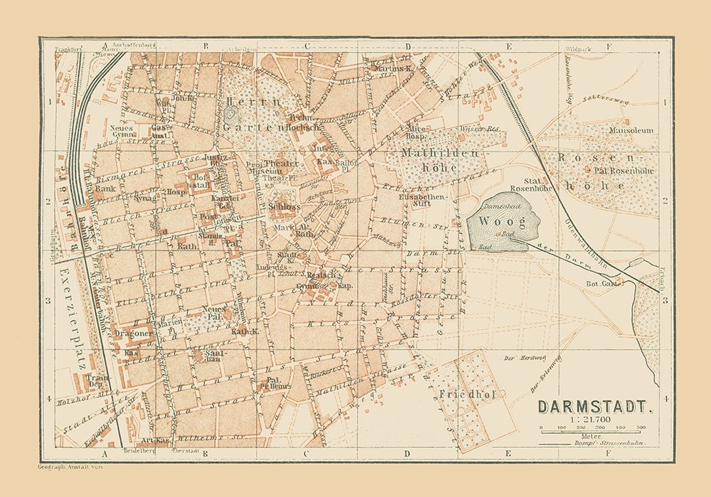 Darmstadt Germany - Baedeker 1896