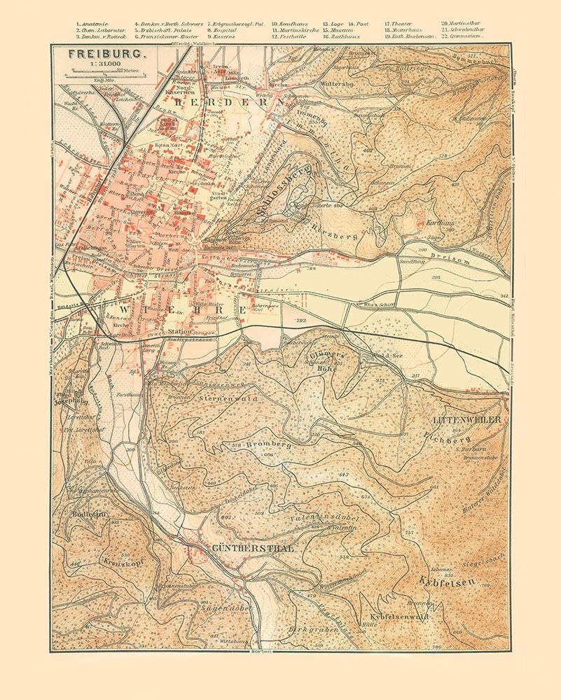 Freiburg Germany - Baedeker 1896