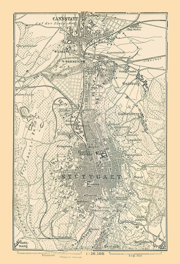 Stuttgart Germany - Baedeker 1896