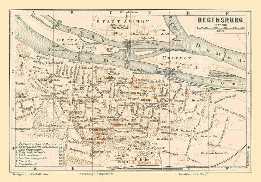 Regensburg Germany - Baedeker 1896