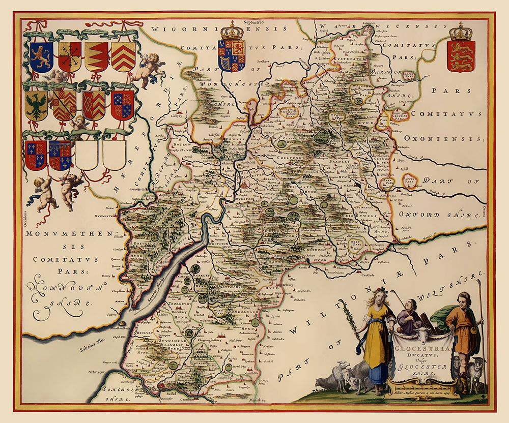 Glocestershire County England - Jansson 1646