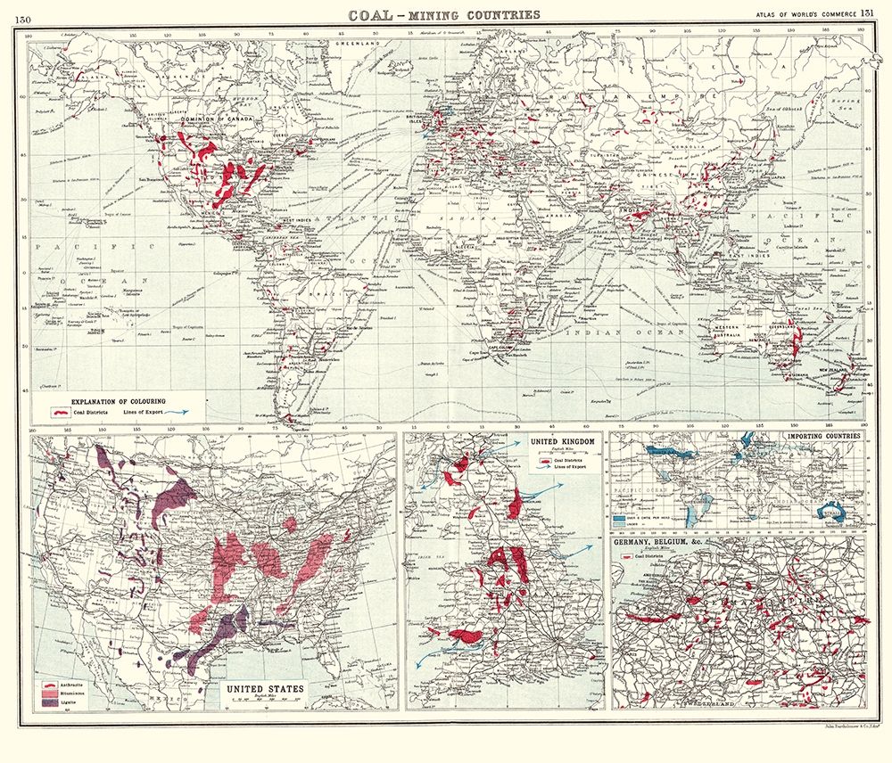 Global Coal Mining Countries - Bartholomew 1907