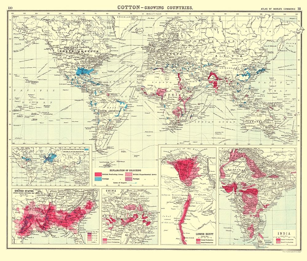 Global Cotton Growing Contries - Bartholomew 1907