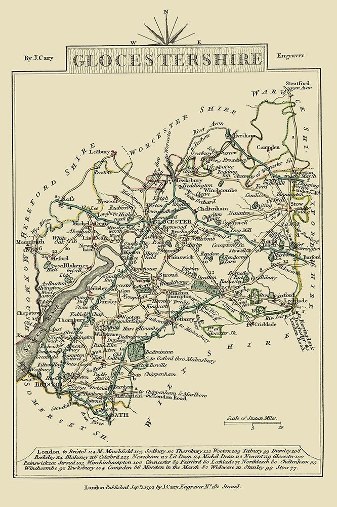 Glocestershire County England - Cary 1792