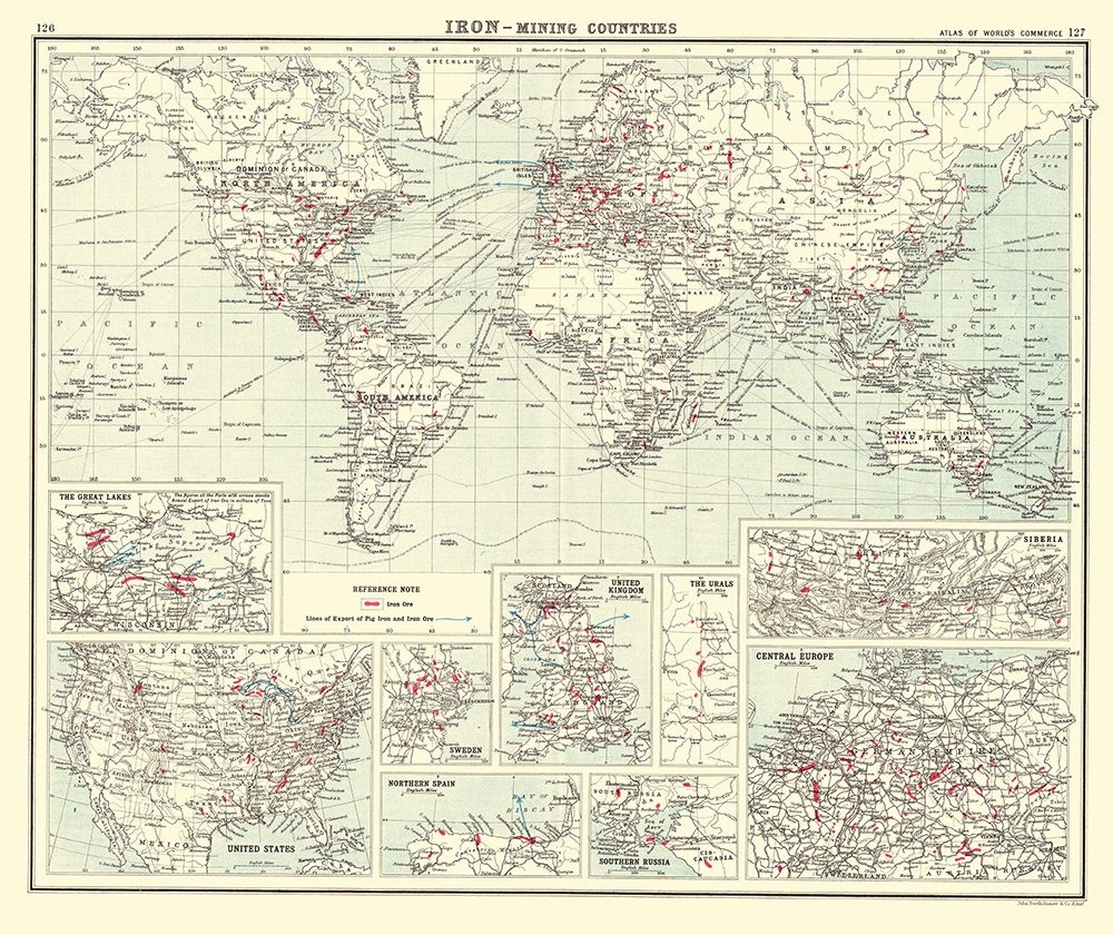 Global Iron Mining Countries - Bartholomew 1907