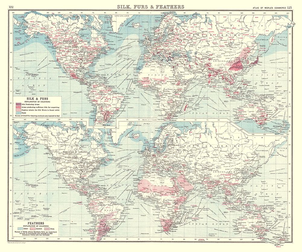 Global Silk Furs Feathers - Bartholomew 1907