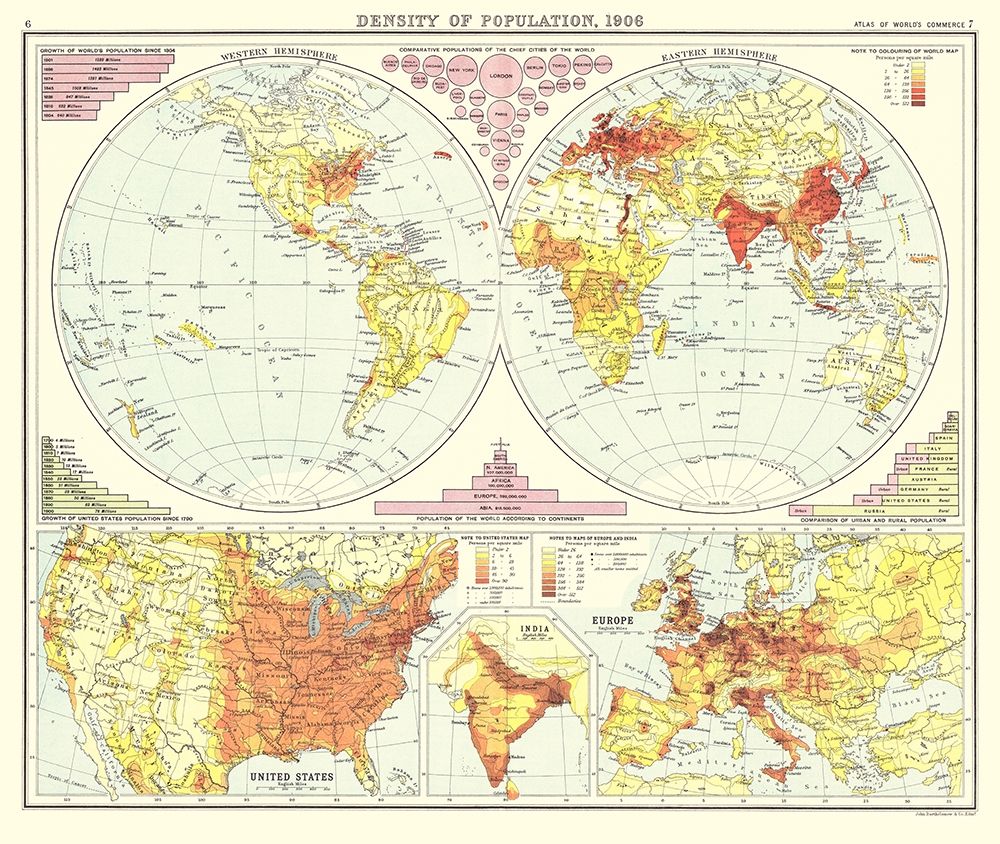 Global Density of Population - Bartholomew 1906
