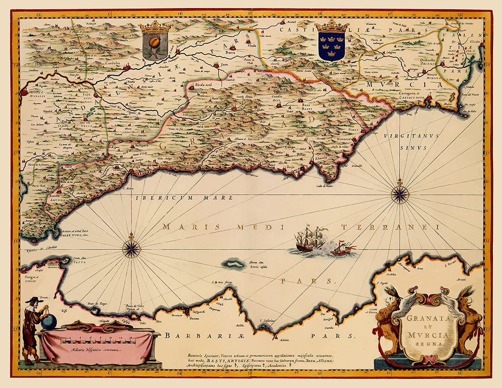 Iberian Peninsula Granada Murcia Spain - Blaeu