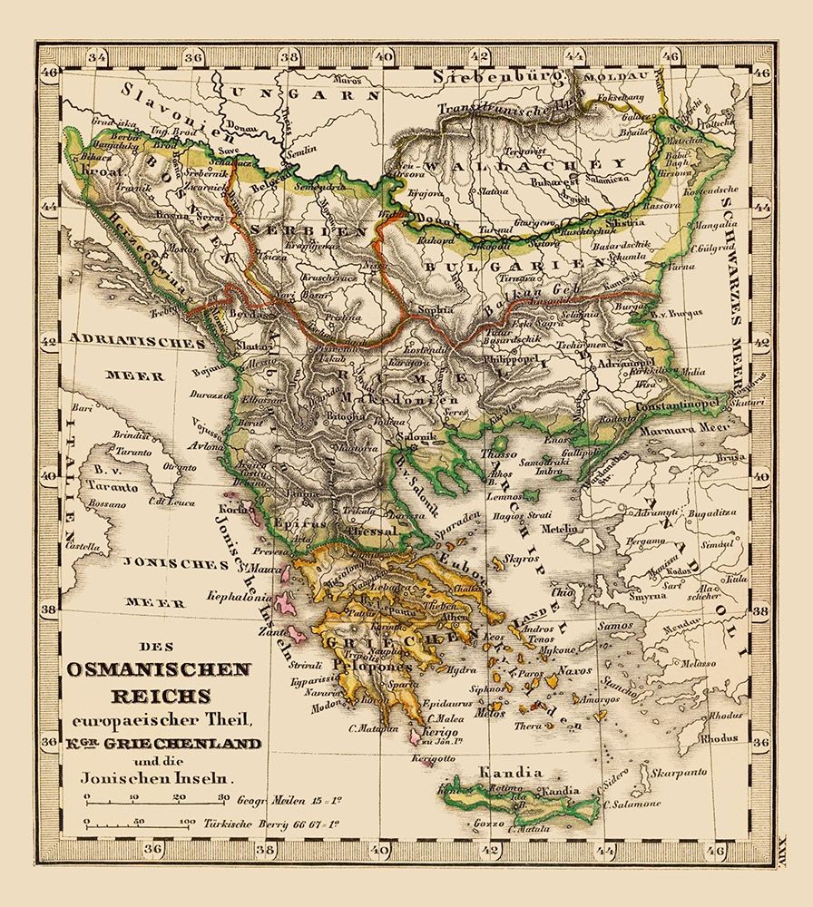 Greece Turkey - Stieler 1852