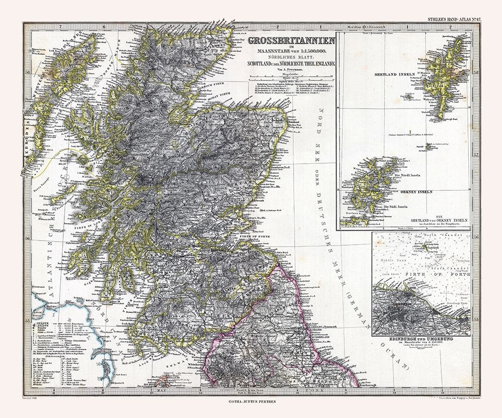 Northern England Scotland - Stieler  1885