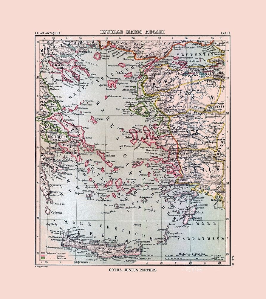 Aegean Sea Islands Greece Turkey - Perthes 1896