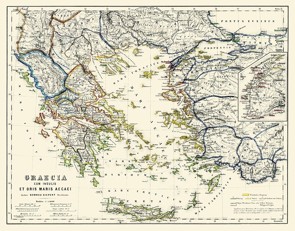 Islands Aegean Sea Greece Turkey - Kiepert 1903