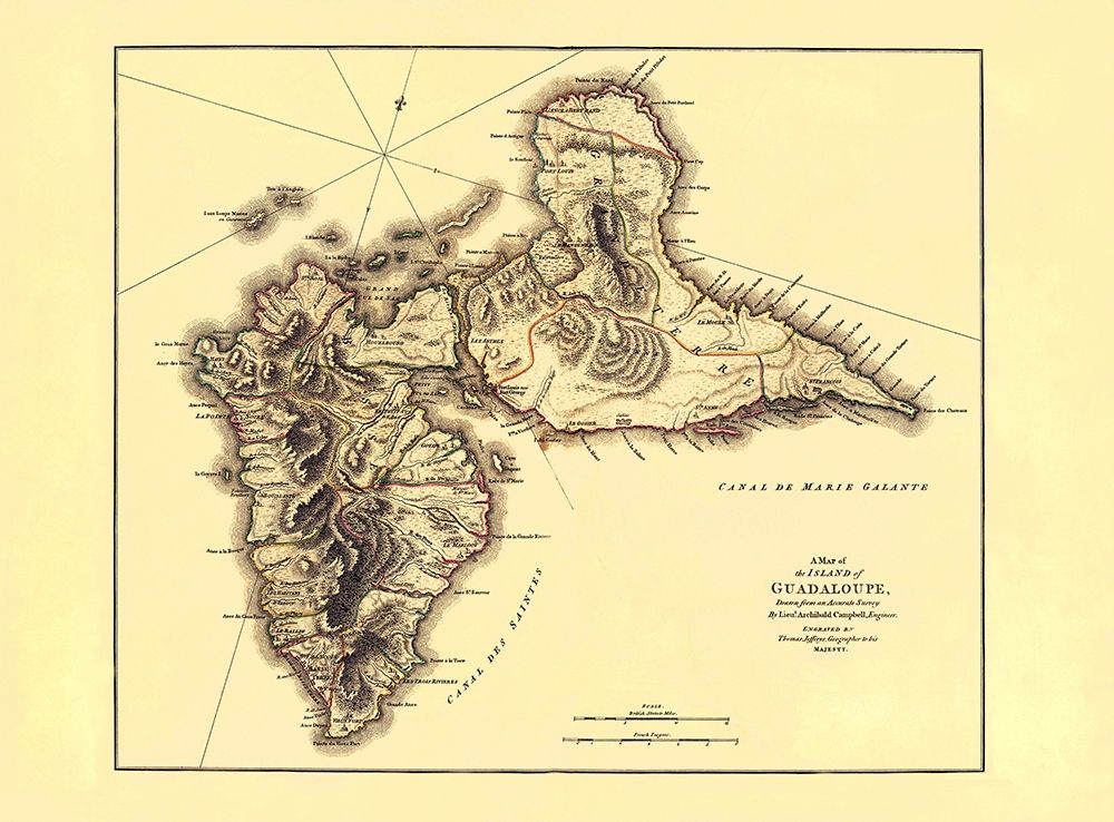 Caribbean Guadeloupe - Jefferys 1775