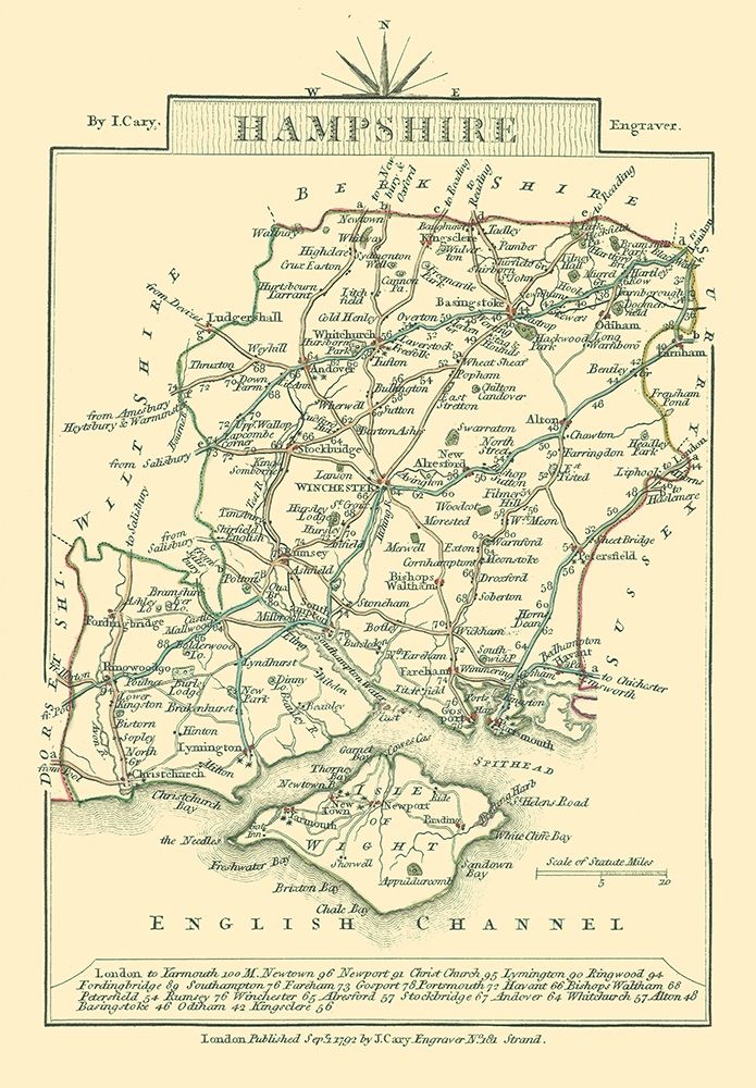Hampshire County England - Cary 1792