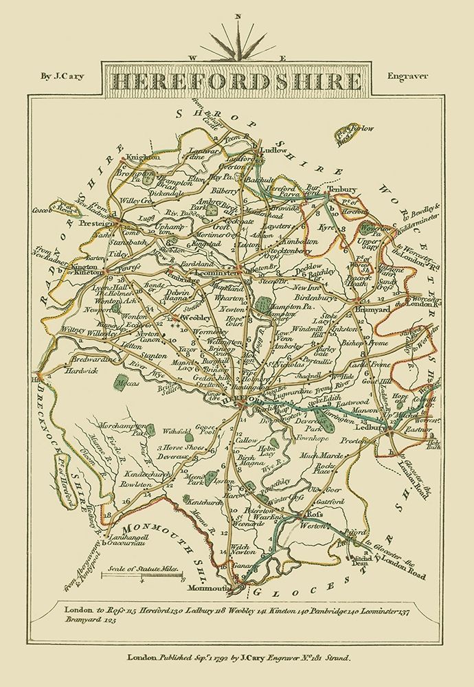 Herefordshire County England - Cary 1792