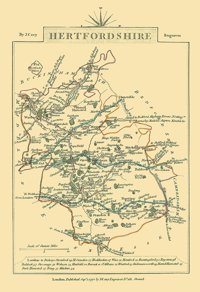 Hertfordshire County England - Cary 1792
