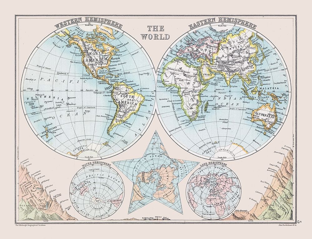 Eastern Western Hemispheheres - Bartholomew 1892