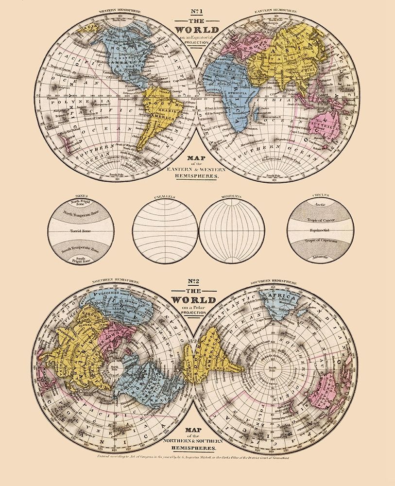 Hemispheres Equatorial Polar Projections - Mit