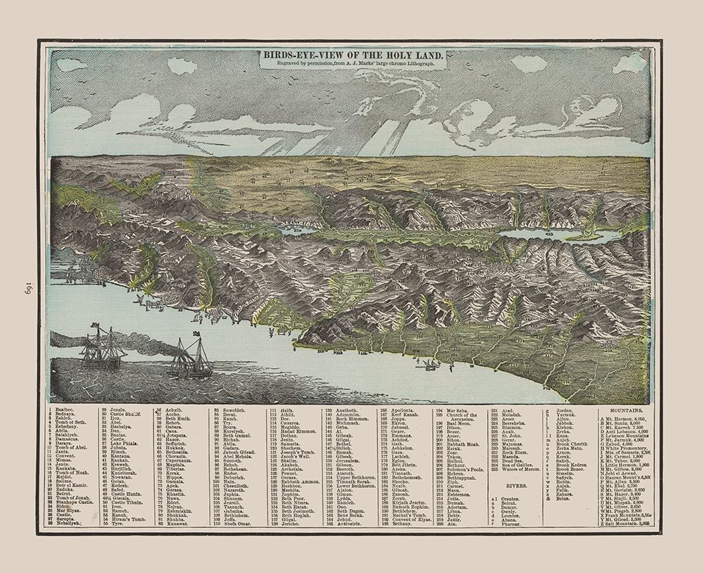 Birds Eye View of The Holy Land - Cram 1892