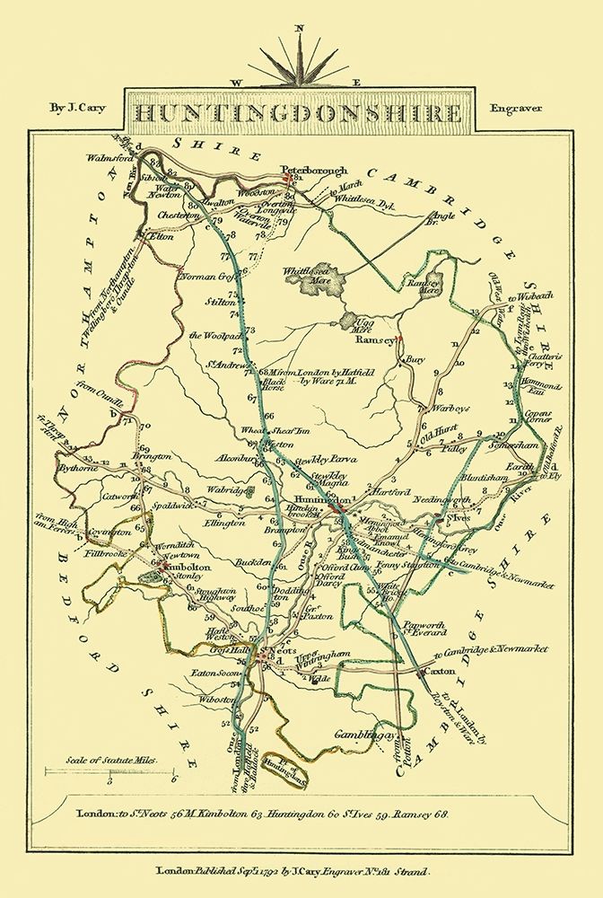 Huntingdonshire County England - Cary 1792