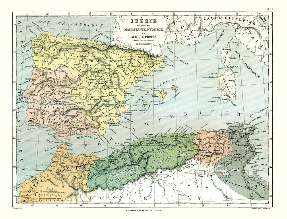 Iberian Peninsula Spain Africa - Cortambert 1880