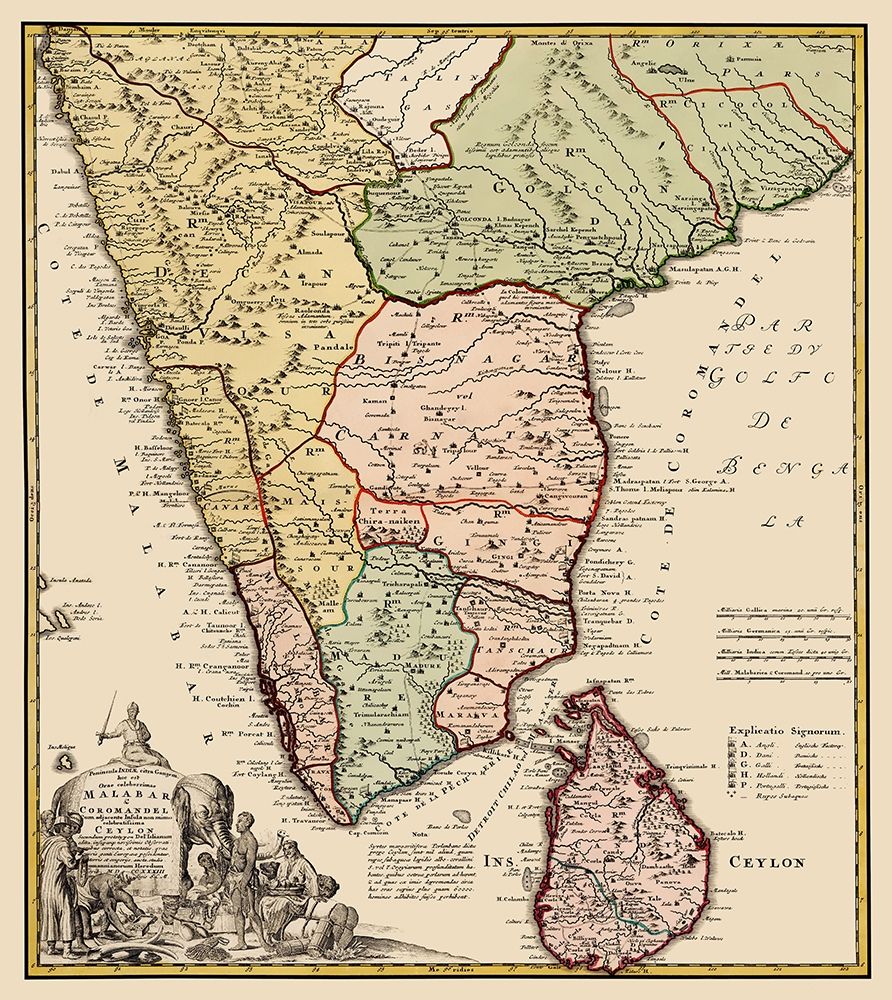 Indian Peninsula Sri Lanka Asia - Homann 1733