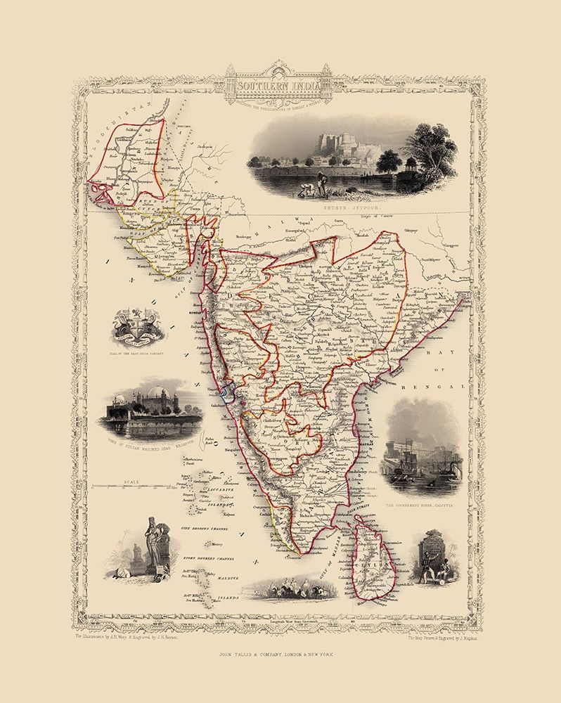 Southern India Sri Lanka - Tallis 1851