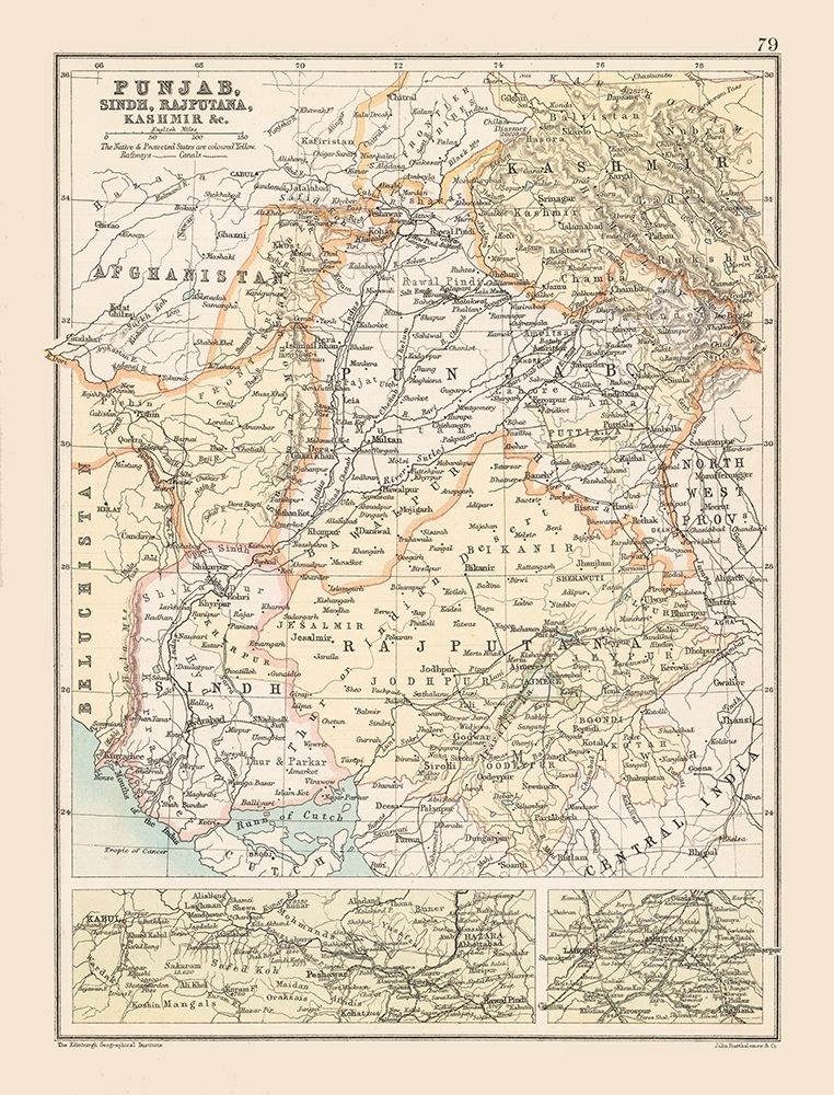Northwest India Pakistan - Bartholomew 1892