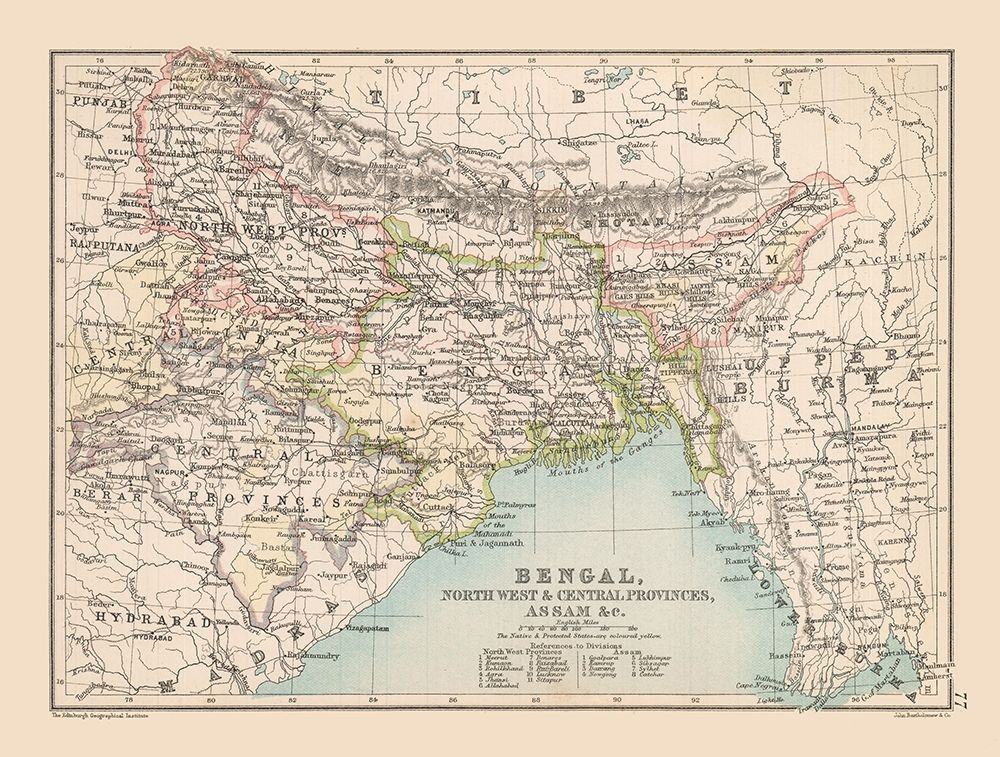 Bengal Region India - Bartholomew 1892
