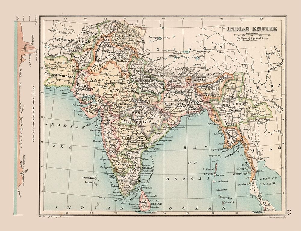 Indian Empire India Sri Lanka - Bartholomew 1892