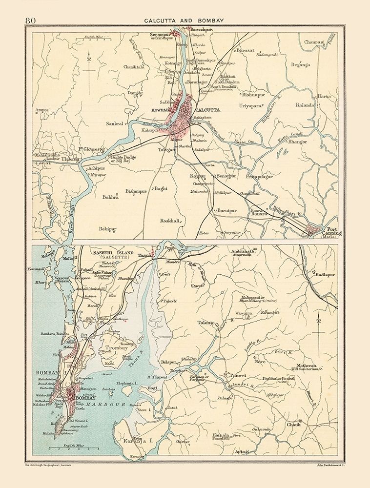 Calcutta Bombay India - Bartholomew 1892