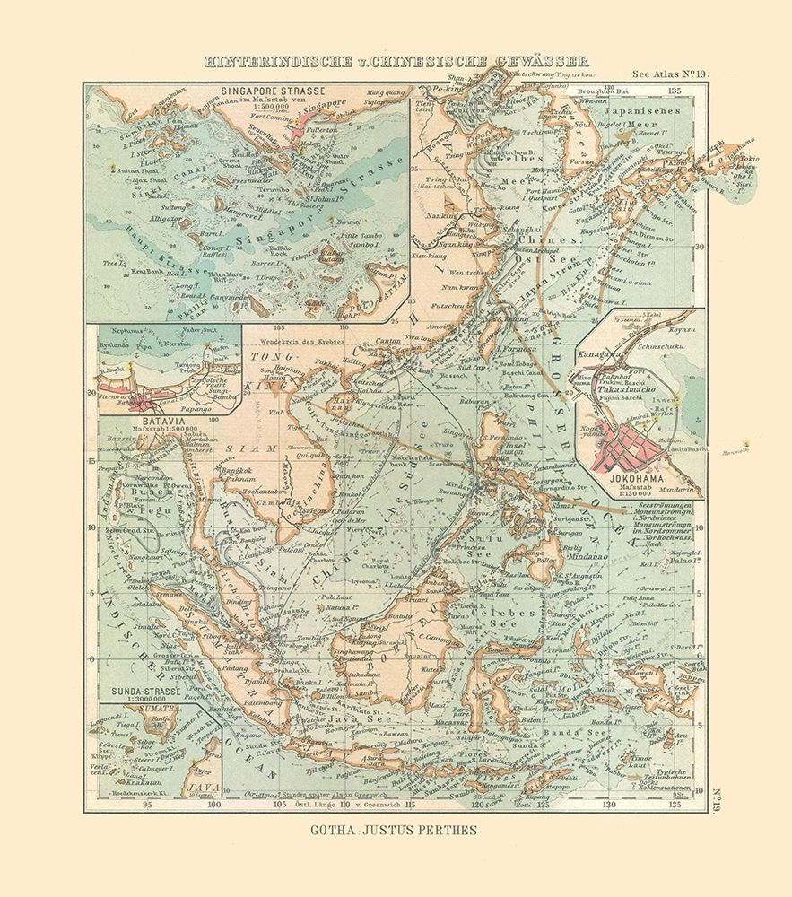 Asia Indian Ocean Yellow Sea - Perthes 1914