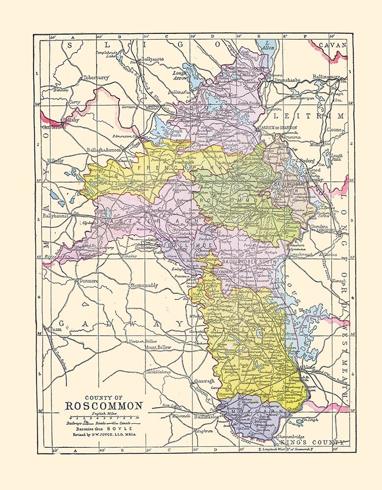 Roscommon County Ireland - Bartholomew 1882