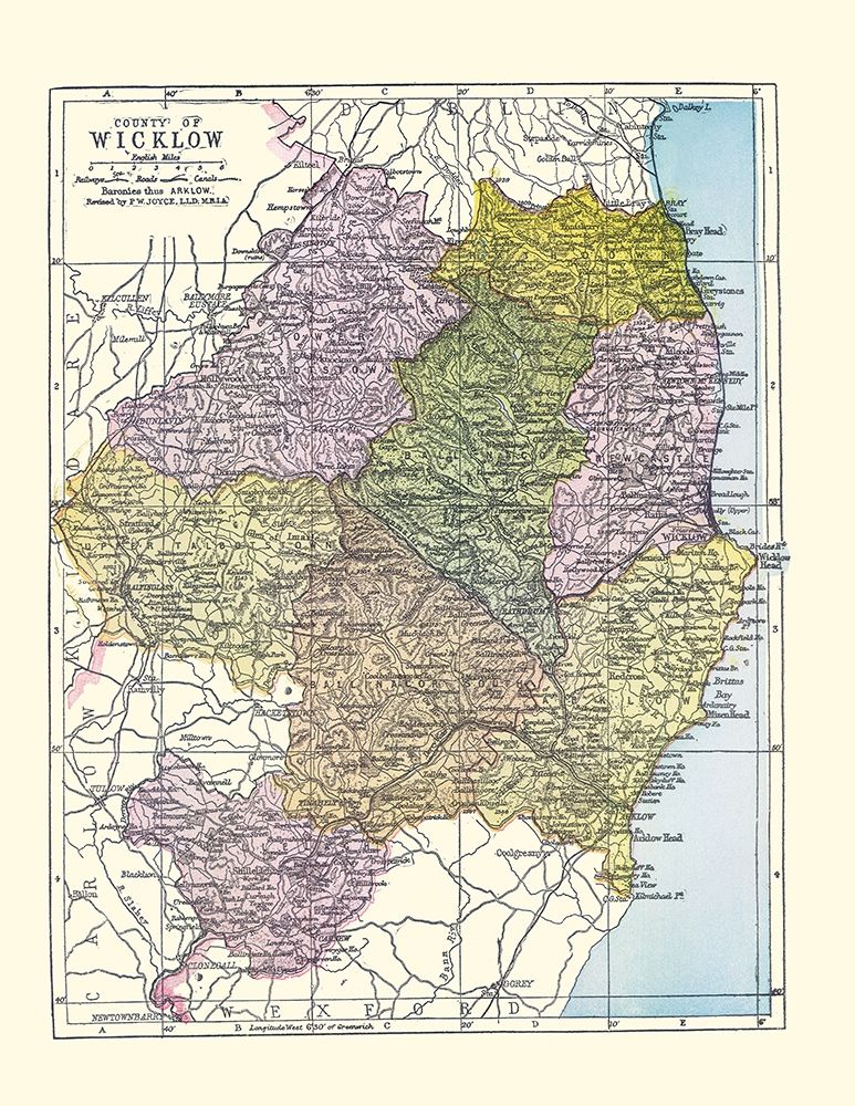 Wicklow County Ireland - Bartholomew 1882