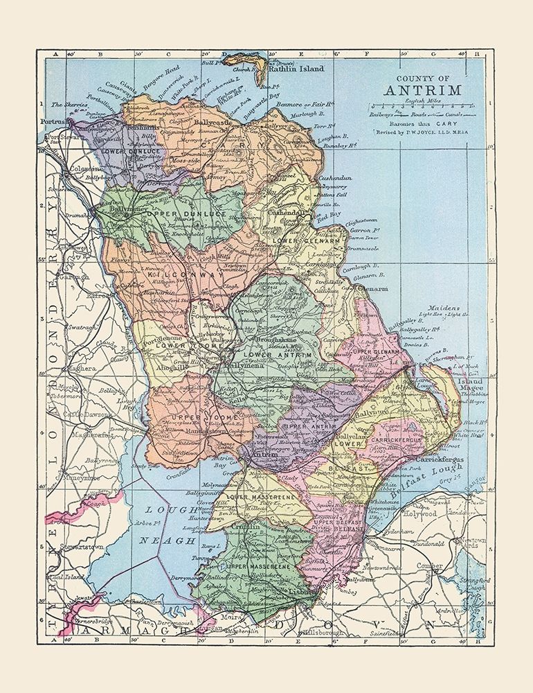 Antrim County Ireland - Bartholomew 1882