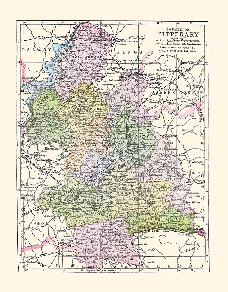 Tipperary County Ireland - Bartholomew 1882