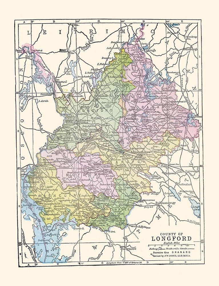 Longford County Ireland - Bartholomew 1882