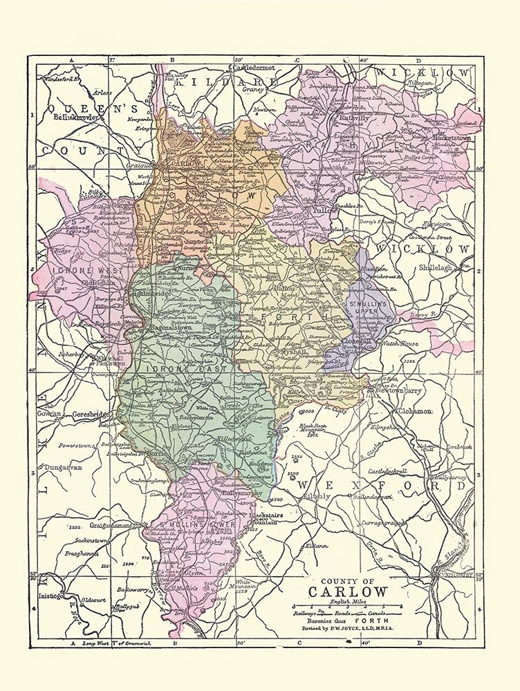 Carlow County Ireland - Bartholomew 1882