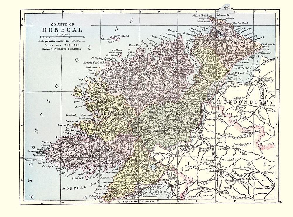 Donegal County Ireland - Bartholomew 1882
