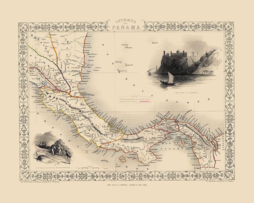 Isthmus of Panama Central America - Tallis 1851