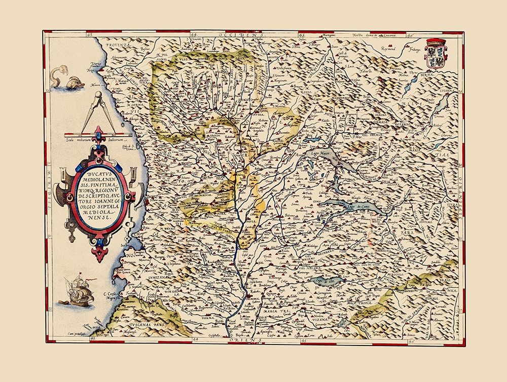 Northwestern Italy - Ortelius 1587