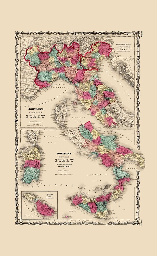 Northern Southern Italy - Johnson 1860