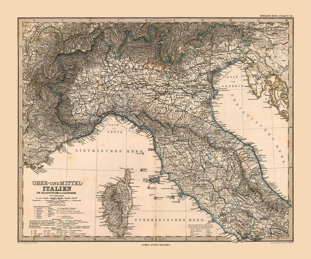 Northern Italy- Stieler 1885