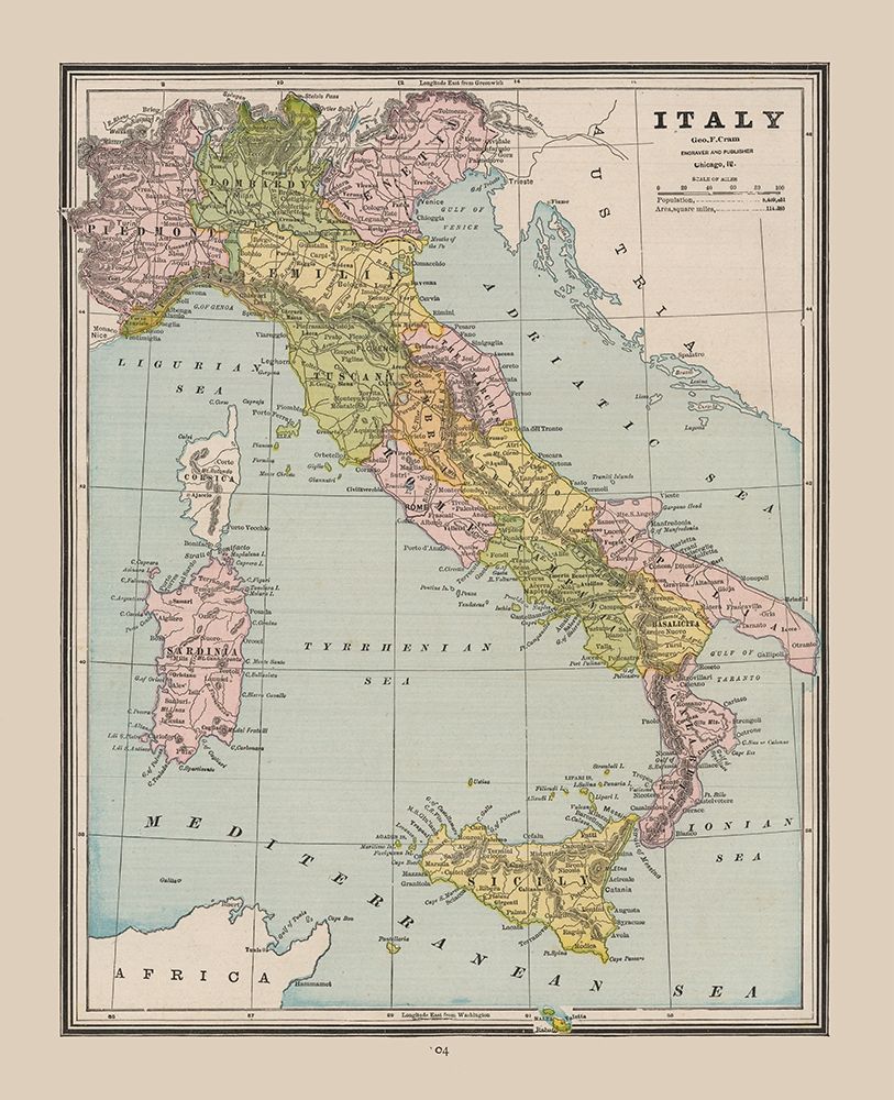 Italy - Cram 1888